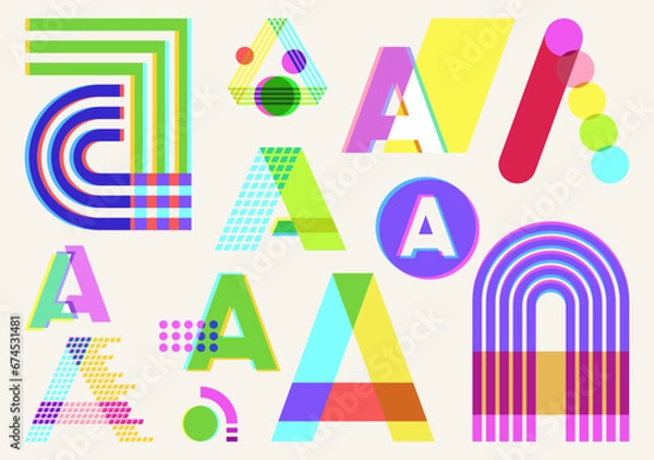 Fototapeta A - RISOGRAPH STOCK, COLORFUL AND COOL IN VECTOR DESIGN