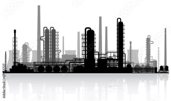 Obraz Oil refinery silhouette. Vector illustration.