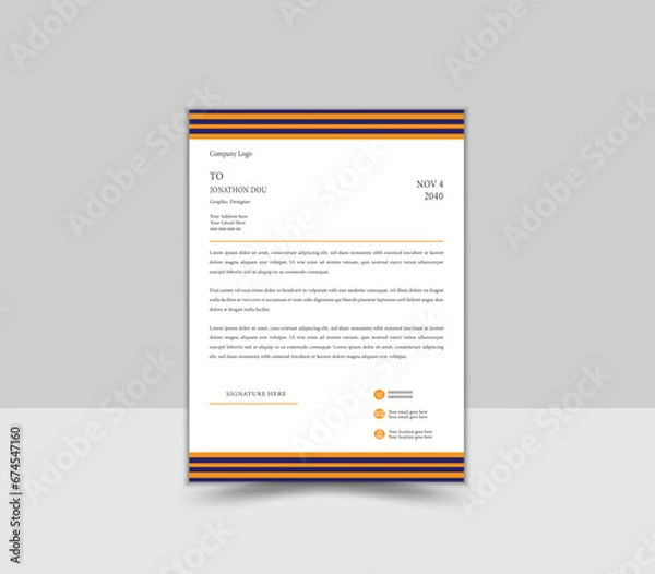 Fototapeta Creative and Professional Letterhead Design Template.