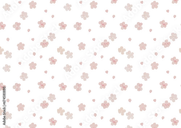 Obraz 水彩で描いた桜のシームレスパターン　透過背景