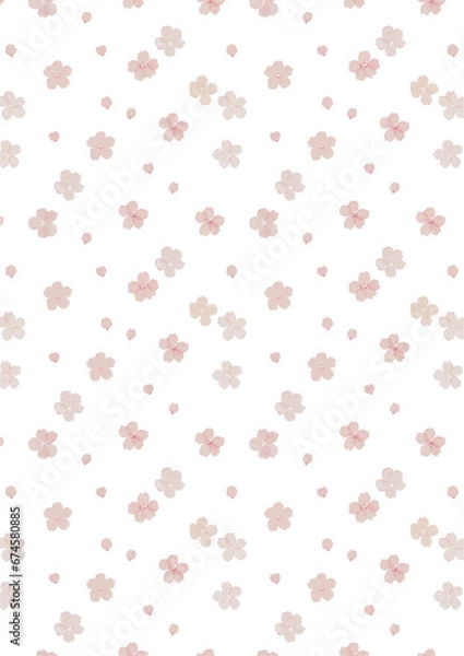 Obraz 水彩で描いた桜のシームレスパターン　透過背景