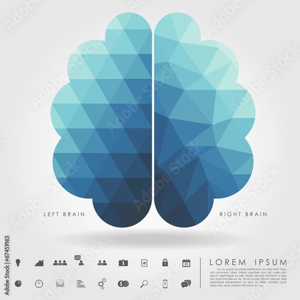 Obraz left and right brain on concept pattern and free form geometry