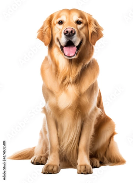 Fototapeta an old golden retriever puppy isolated on white