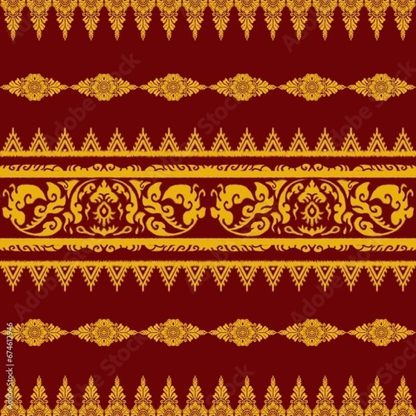 Fototapeta Ethnic vintage retro oriental geometric style seamless pattern. Abstract traditional folk. Ikat tropical texture textile background. Abstract hand drawing.