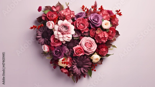 Obraz pretty bouquet of flowers in a heart shape, Valentine's Day