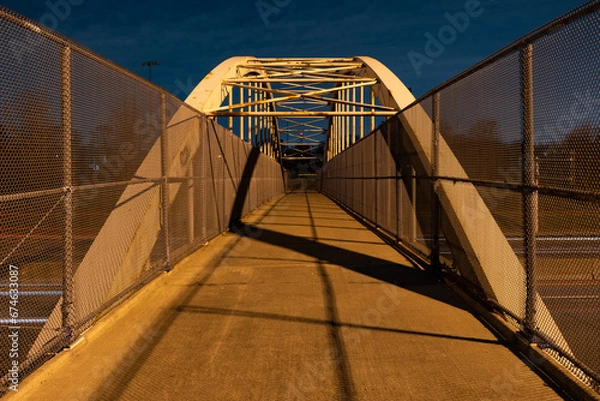 Obraz Pedestrian Bridge over Highway at Night