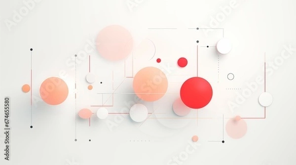 Fototapeta A colorful collage of circles and line on a white background, arranged in a playful and whimsical way