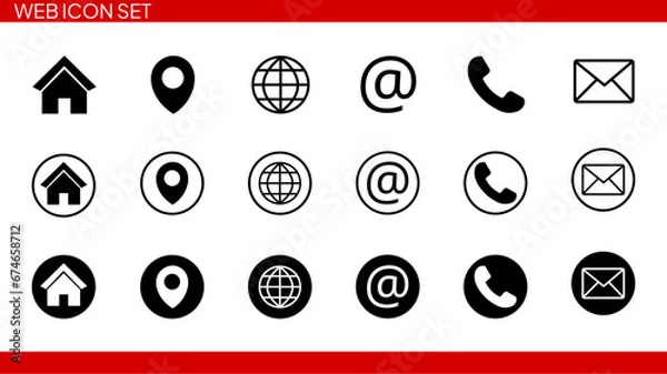 Fototapeta Set of icons for web design. Website icon pack collection vector. 