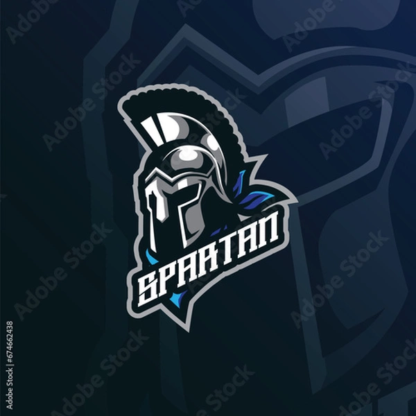 Obraz Spartan logo design vector with modern illustration concept style for badge, emblem and t shirt printing. Spartan head illustration for sport and esport team.