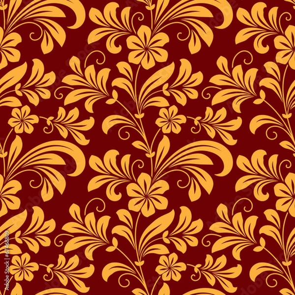 Fototapeta Yellow colored floral seamless pattern