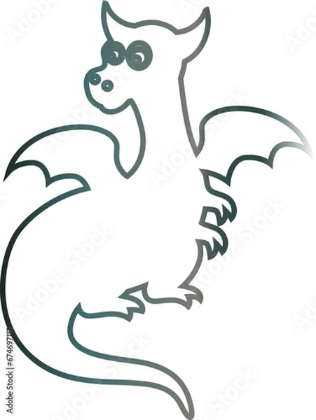 Fototapeta Dragon drawing gradient symbol for decoration and design.