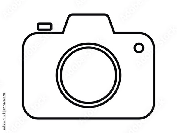 Fototapeta Photo camera outline icon vector isolated on white background. Camera icon outline photo camera vector. Simple snapshot photography sign. Instant Photo internet concept for website and mobile app.