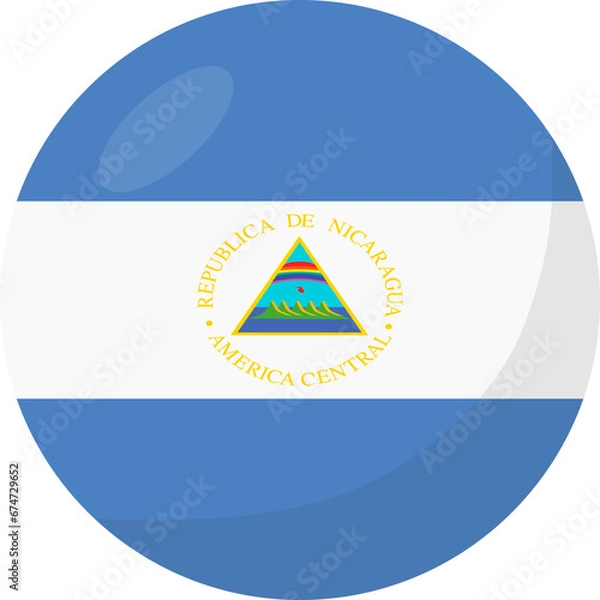 Obraz Nicaragua flag circle 3D cartoon style.