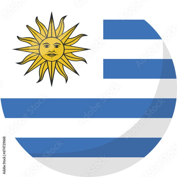 Obraz Uruguay flag circle 3D cartoon style.
