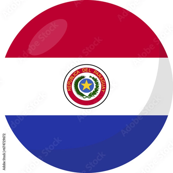 Obraz Paraguay flag circle 3D cartoon style.