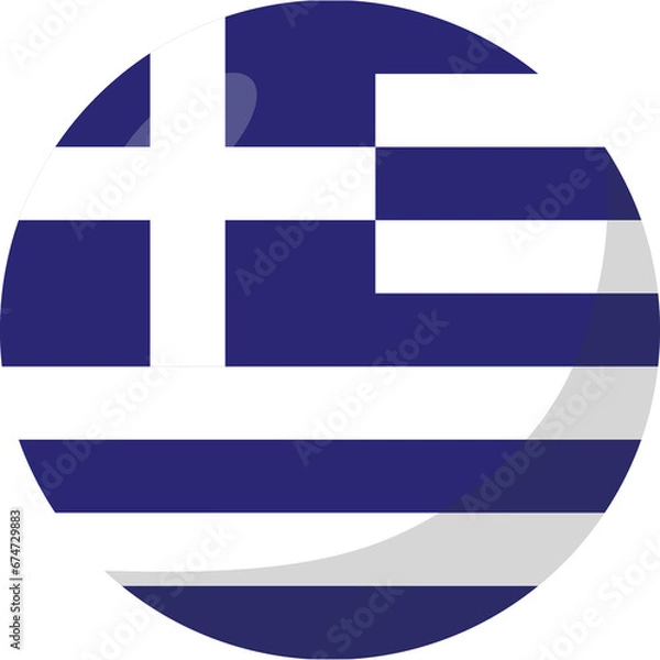 Obraz Greece flag circle 3D cartoon style.