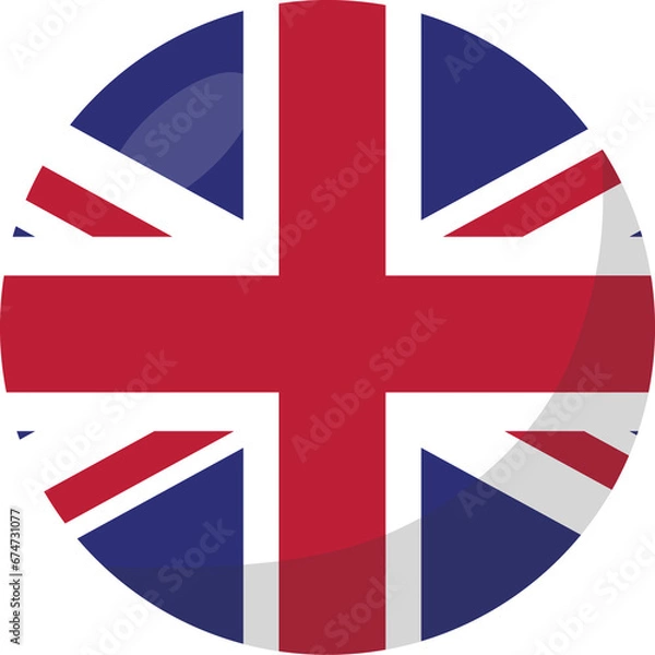 Obraz UK flag circle 3D cartoon style.