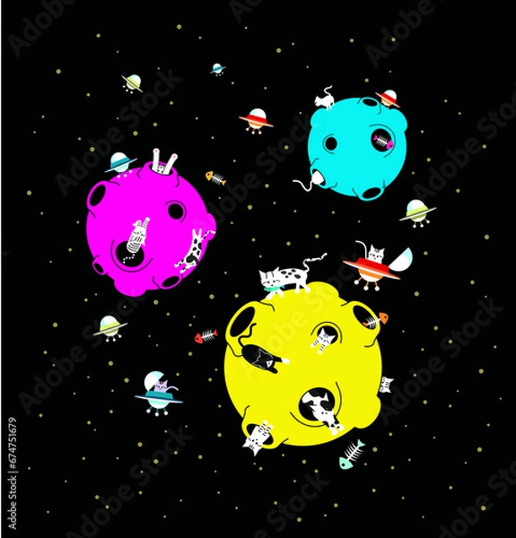 Fototapeta 우주속 고양이들