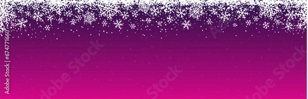 Fototapeta Purple christmas banner with white snowflakes. Merry Christmas and Happy New Year greeting banner. Horizontal new year background, headers, posters, cards, website. Vector illustration