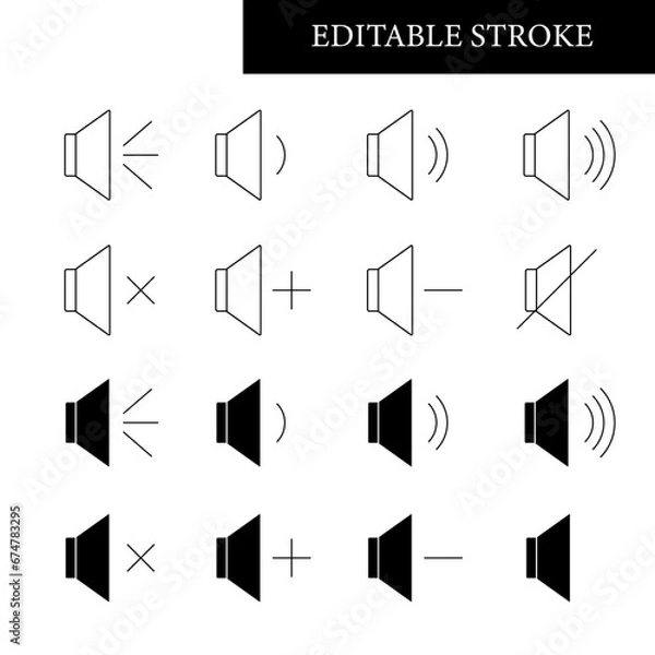 Fototapeta Icon sheet music icons loud editable stroke