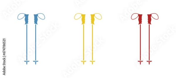 Obraz ski poles on a white background, vector illustration