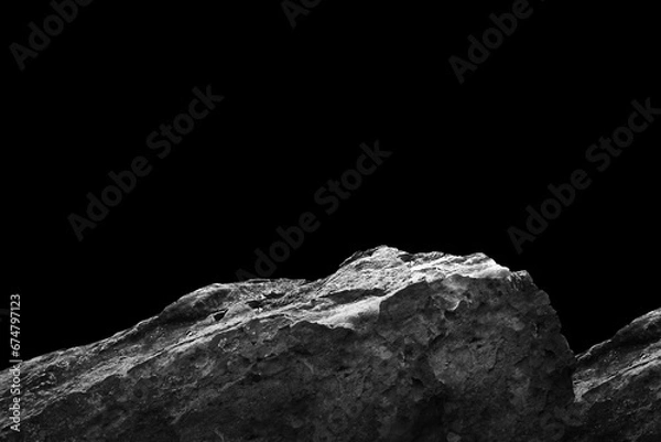 Obraz Stone podium on dark black background.