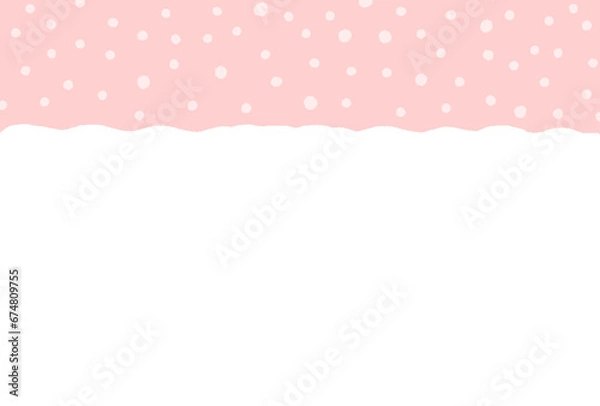 Fototapeta 雪のような水玉模様とピンク色のかわいい背景 - 手描きの冬･ホリデーシーズンのイメージ素材 - はがき比率
