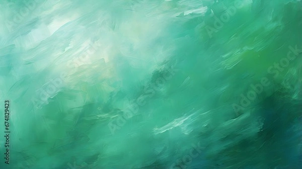 Obraz Close up of a Paint Texture in emerald Colors. Artistic Background of Brushstrokes