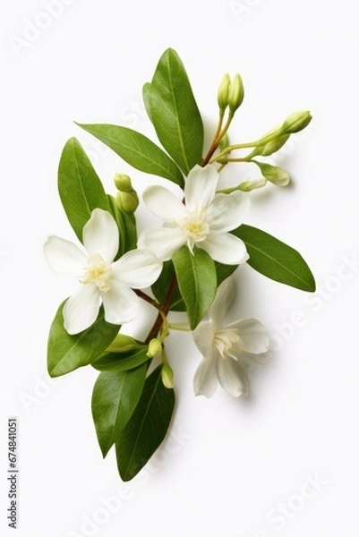 Fototapeta A bunch of white flowers arranged on a white surface. Perfect for adding a touch of elegance to any project.