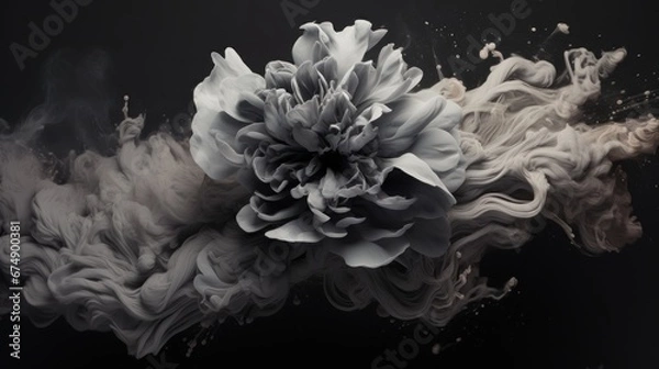 Obraz A black and white photograph of a flower
