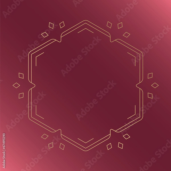 Fototapeta 素材_フレーム_クリスマスをモチーフにした冬の飾り枠。赤と金の高級感のある囲みのデザイン。字無