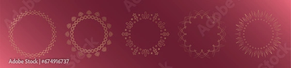 Fototapeta 素材_フレームのセット_クリスマスをモチーフにした冬の飾り枠。赤と金の高級感のある囲みのデザイン。字無