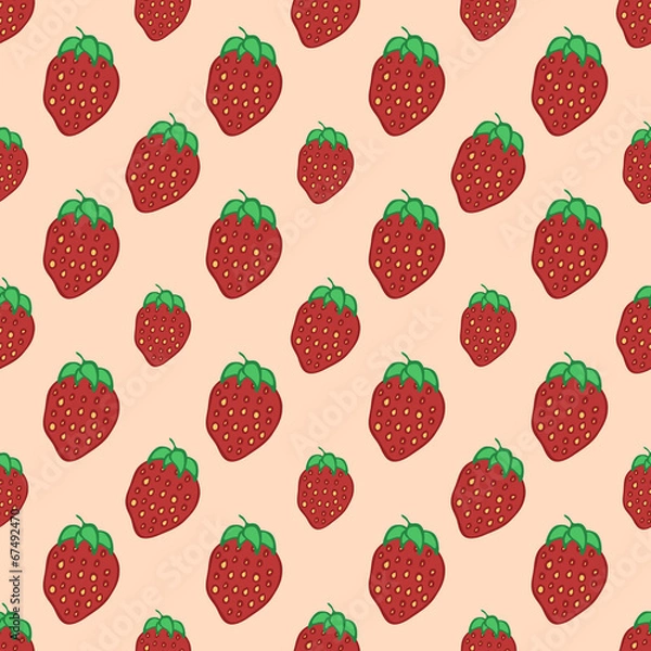 Fototapeta Sweet Red Strawberry - vector seamless pattern