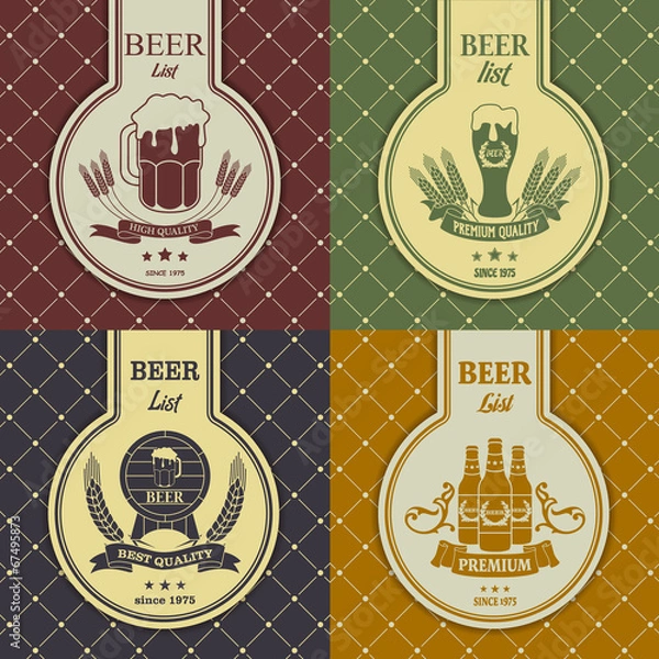 Fototapeta Set of sample menu with a beer mug