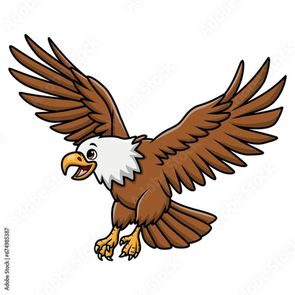 Obraz Cute eagle cartoon on white background