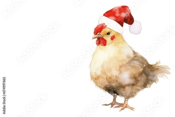 Obraz chicken celebrating christmas