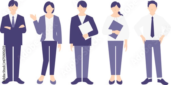 Fototapeta ビジネスパーソンのチームの全身イラスト