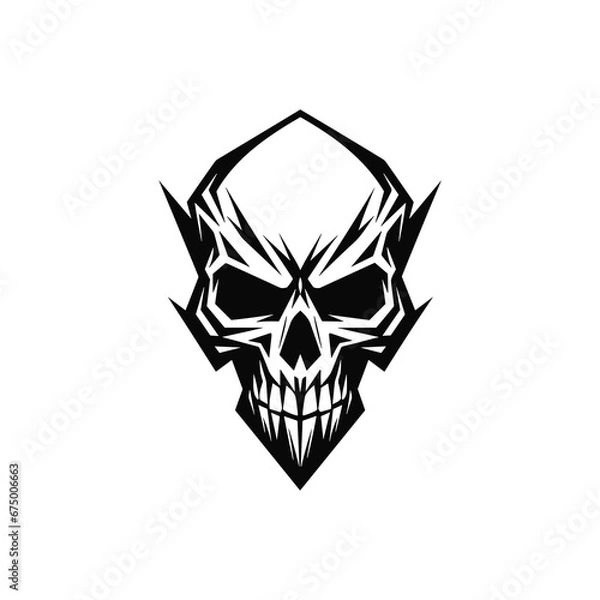Fototapeta Minimalist abstract skull with ornament.