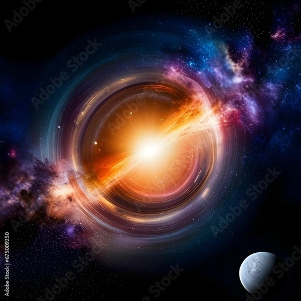 Obraz AI-generated illustration of a stunning night sky with planets in the background