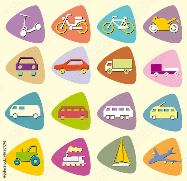 Fototapeta colored transport icons in a triangle