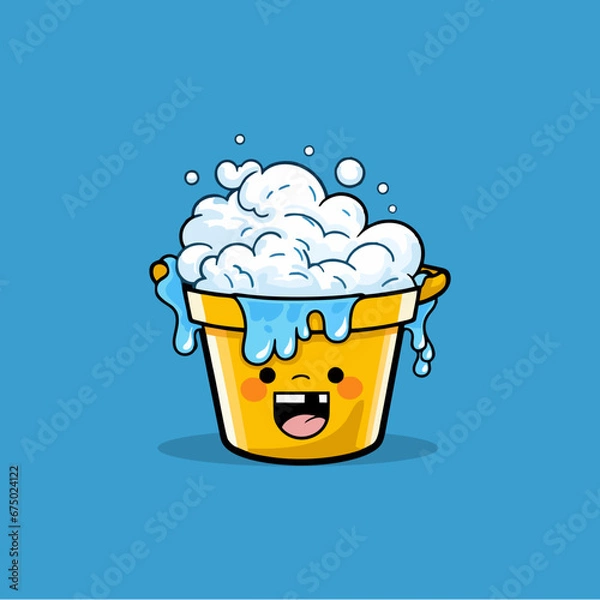 Fototapeta bucket of water and soap foam