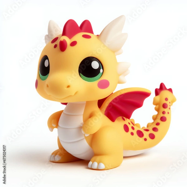 Fototapeta This illustration shows a charming and playful dragon. The illustration is ideal for children’s books, games, or posters that feature magical creatures and stories.