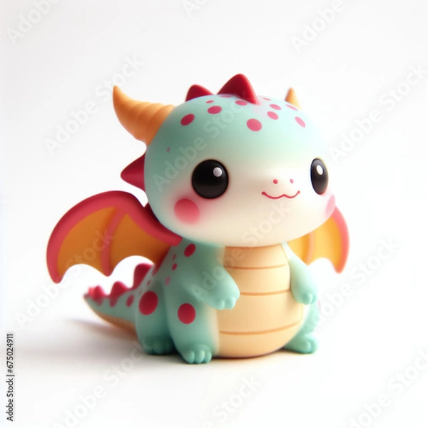 Fototapeta This illustration shows a charming and playful dragon. The illustration is ideal for children’s books, games, or posters that feature magical creatures and stories.