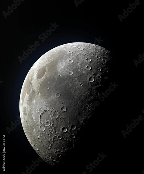 Fototapeta AI generated illustration of a celestial view of a full moon in a dark night sky