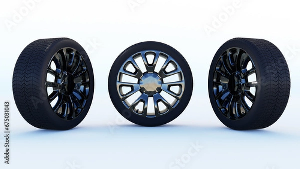 Obraz Car wheels isolated on a white background.