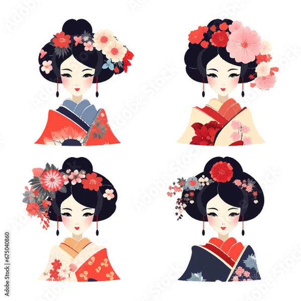 Obraz 舞妓さんのイラストセット