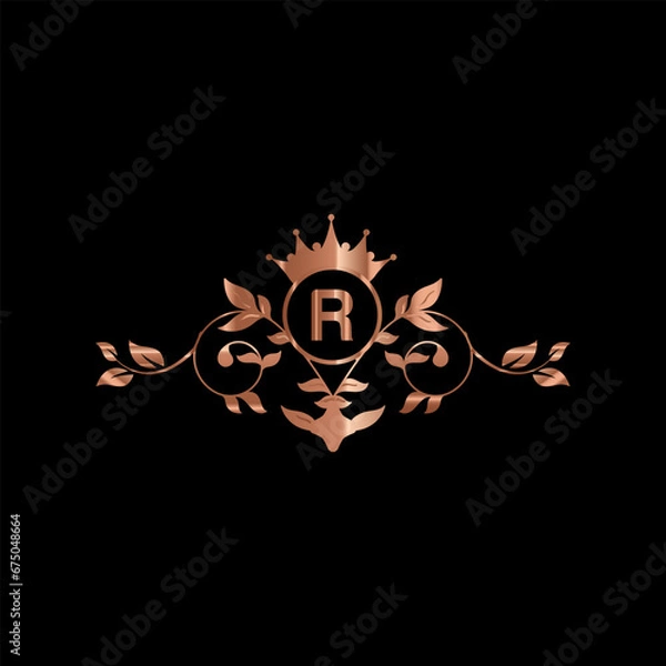 Fototapeta Luxury letter logo design with golden color