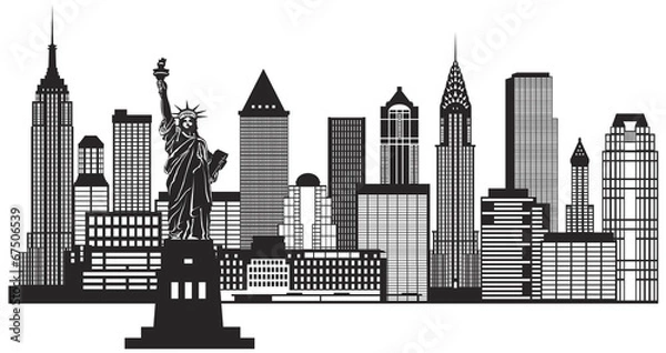 Fototapeta Nowojorski Skyline Black and White Ilustration Vector