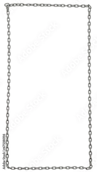 Obraz Metal chains arranged in a single line to create a rectangular frame, PNG format with a transparent background.