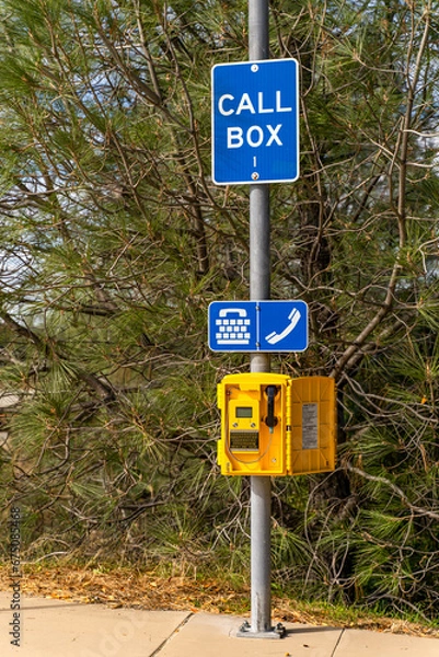 Fototapeta Public payphone for emergency call.